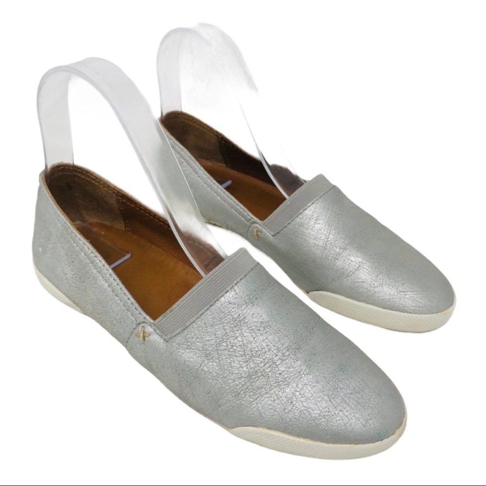 Frye Melanie Slip On Silver Distressed Flats Shoes